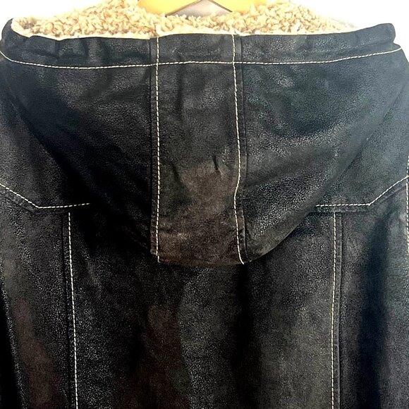 Bernardo Brown Nubuck Suede Chore Barn Coat Shearling Hooded Jacket PS Outdoor - Picture 9 of 14